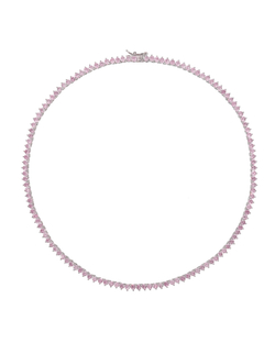 серебряное колье с розовыми цирконами