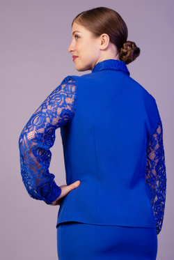 Блузка с кружевом 3469зе, василёк #184Вас093469зе