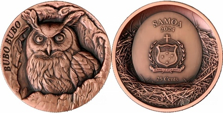 Самоа 25 центов 2024 Сова