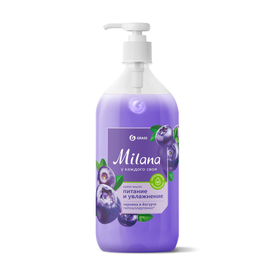 Крем-мыло жидкое увлажняющее "Milana черника в йогурте" 1 л