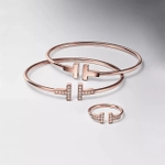 Кольцо из розового золота с бриллиантами 💎Tiffany T, В наличии