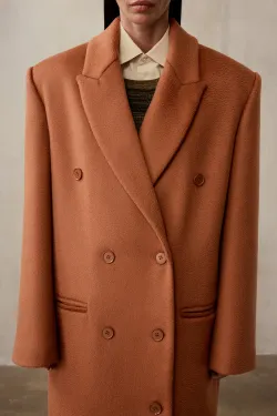 Пальто двубортное (((Power + dressing))), терракотовое