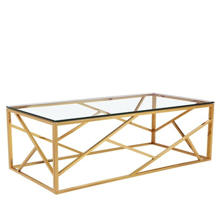 GY-CT2051214GOLD Стол журнальный прозр.стекло/золото 60*120*40см