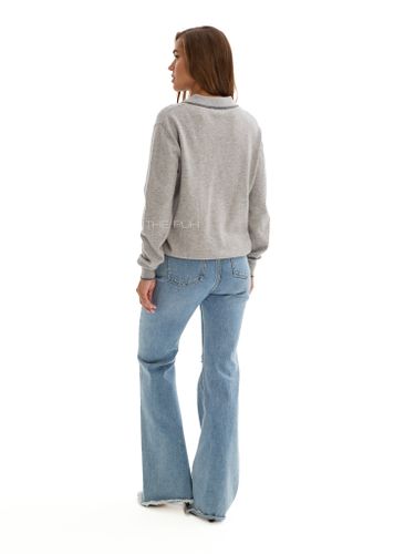 Светло-серое поло с длинным рукавом из шерсти