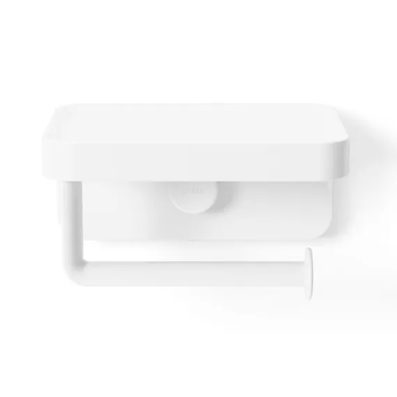 Держатель для туалетной бумаги с полкой flex adhesive, белый