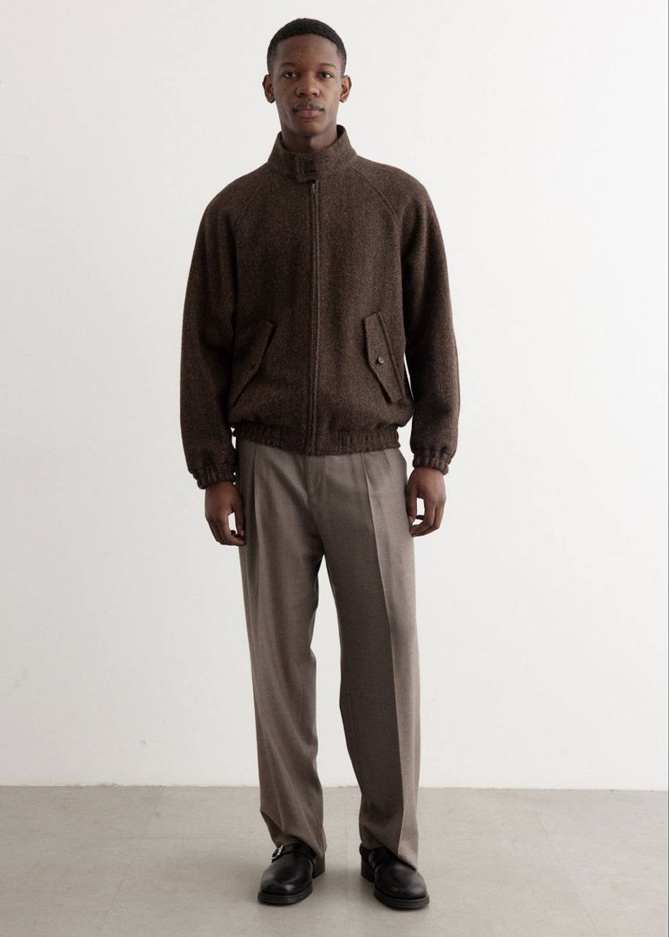 Костюмно-плательный смесовый твид букле (Piacenza, 55%шерсть/11%полиамид/34%вискоза, Темный мускат с золотой пылью/крупная елочка, 152, 336 гр/м2)