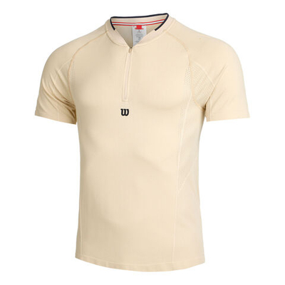 Мужское теннисное поло Wilson Players Seamless Zip Henley 2.0 T-Shirt Men - Brown
