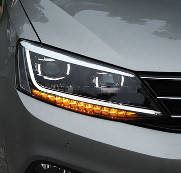 Передние фары Джетта 6 2011-2019 V14 type [Комплект Л+П; ходовые огни; БИ LED линза; электрокорректор; динамичный светодиодный поворотник]