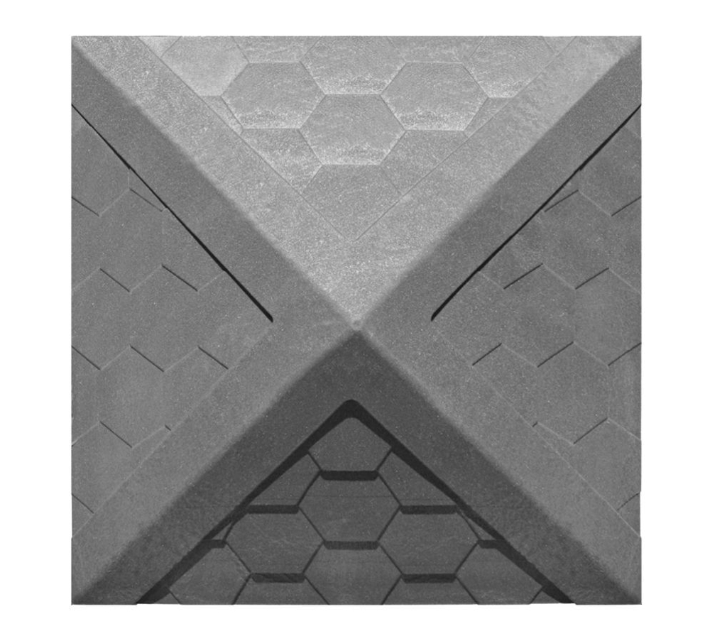 Полимерно-песчаный колпак на заборный столб, 2 × 2 кирпича, 535 × 535 × 43, «Гибкая черепица» (графит)
