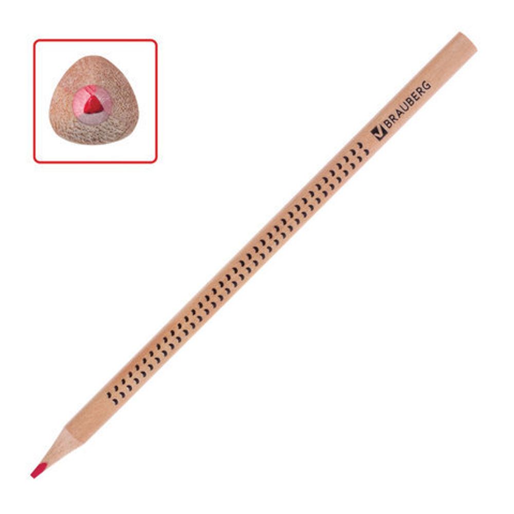 Карандаши цветные BRAUBERG "Цветы", набор 6 цветов, трехгранные, лакированное дерево, 181287