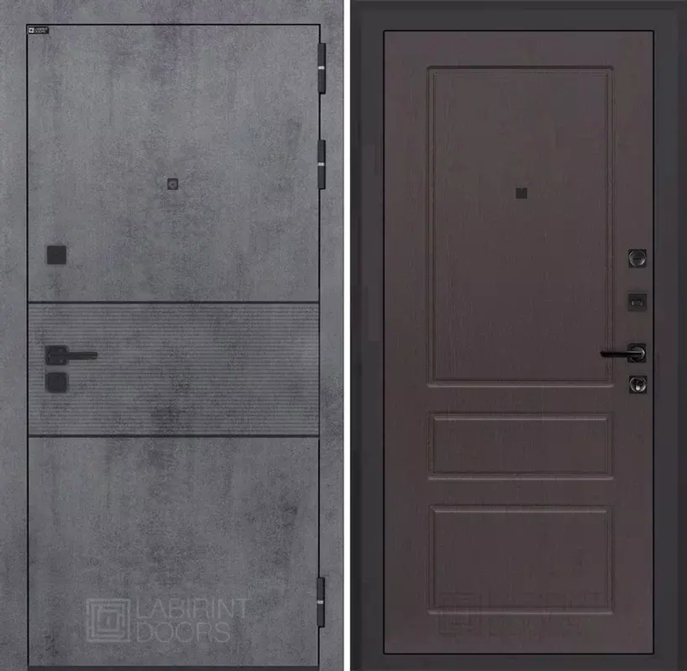 Входная металлическая дверь Лабиринт INFINITY (ИНФИНИТИ) Бетон темный / 03 Орех бренди