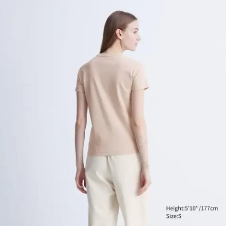 UNIQLO ФУТБОЛКА С КРУГЛЫМ ВЫРЕЗОМ, РОЗОВЫЙ