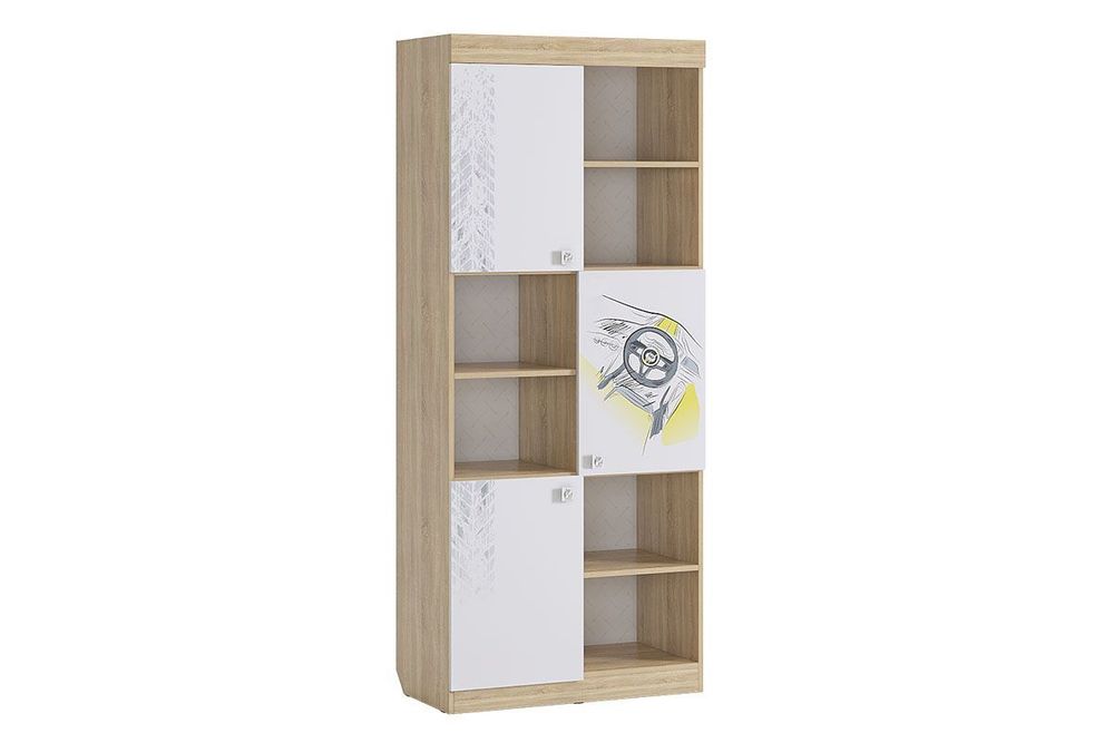 Стеллаж «Форсаж» (дуб сонома/белый), ЛДСП, Мебельсон