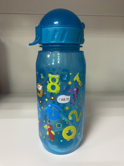 Бутылочка для воды и других напитков "Цифры" с силиконовой трубочкой объемом 400 мл , цвета в ассорт.