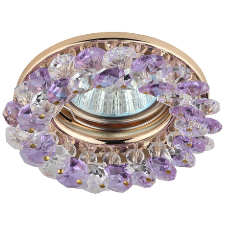 Светильник встраиваемый декоративный ЭРА DK16 GD/WH/PU под лампу MR16 GU5.3 декор с хрусталиками фиолетовый/золото