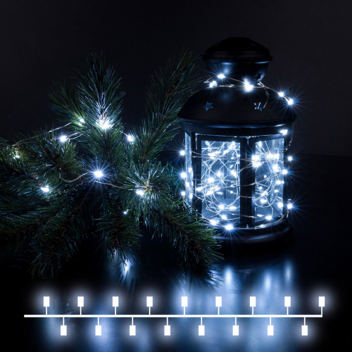 Светодиодная гирлянда нить Роса белый 10м IP20 400-008 белый