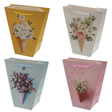 GAEM Пакет подарочный M (бумага 210г/м2, блок 12шт), L24 W11 H26 см, 4в.