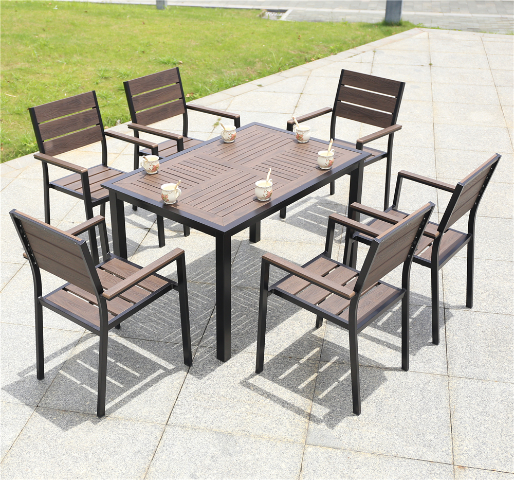 Алюминиевый прямоугольный стол 120*80 ПОЛИВУД-6 «POLYWOOD-6» цвет каштан арт.1022