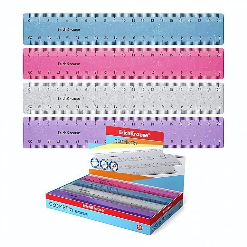 Линейка пластик 20см. Glitter, ассорт. (ErichKrause)