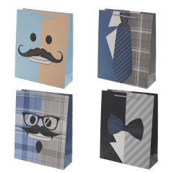 GAEM Пакет подарочный M (бумага, плотность 210г/м2, блок микс 12шт), L26 W10 H32 см, 3в.