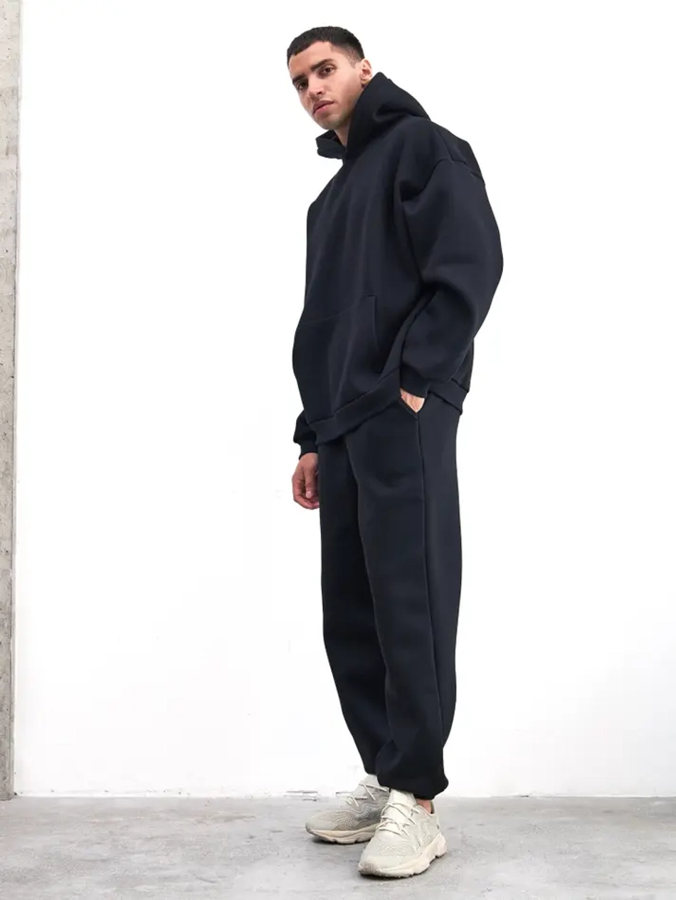 Худи оверсайз с начесом (черный) 360 г