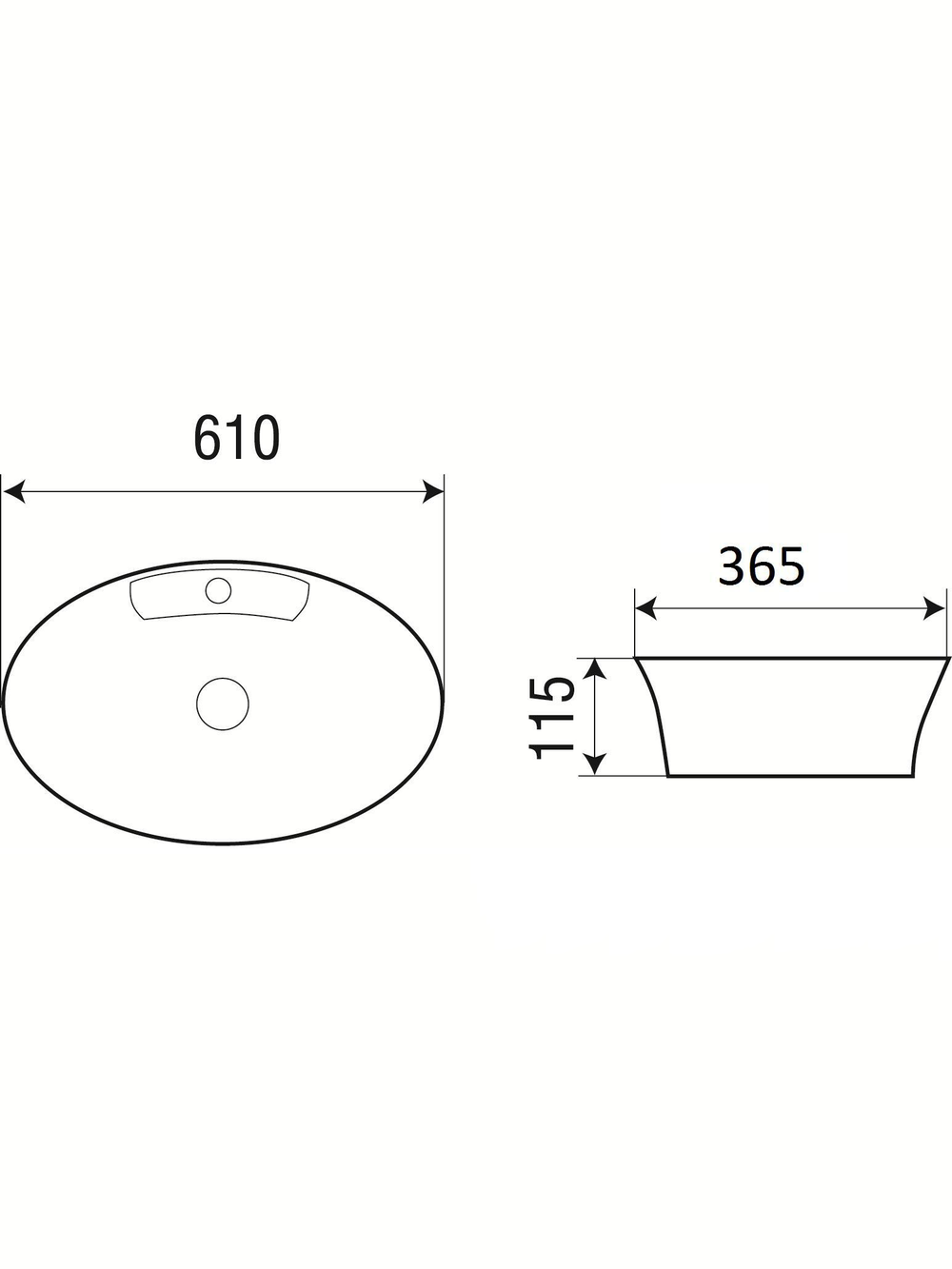 Раковина подвесная WeltWasser WW ELBACH 3203 610х365х115