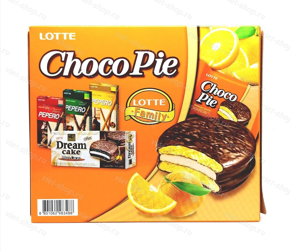 Пирожное LOTTE Choco Pie orange, Корея, 336 гр.