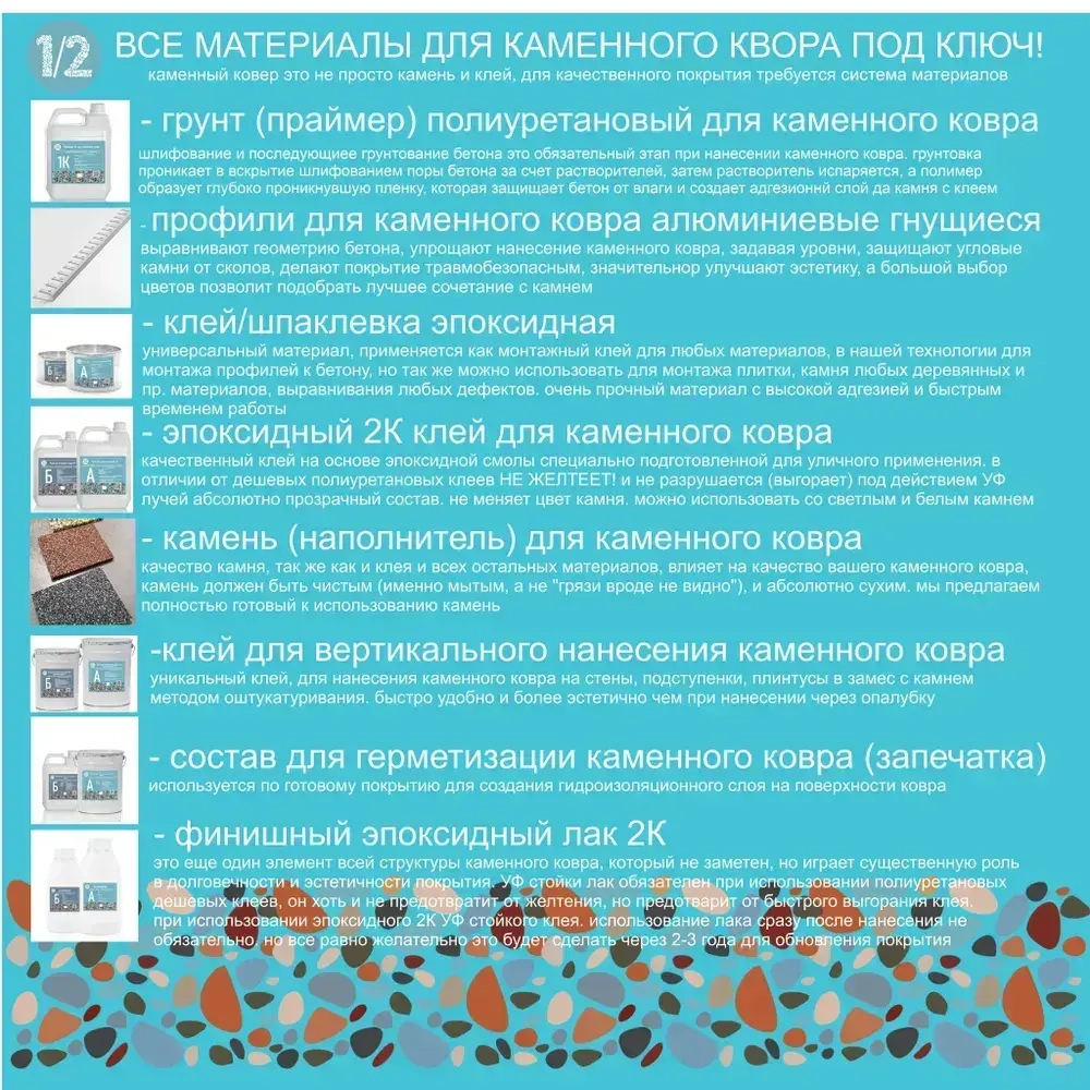 Клей эпоксидный для каменного ковра прозрачный уличный алифатический двухкомпонентный 1/2 мечты 3кг