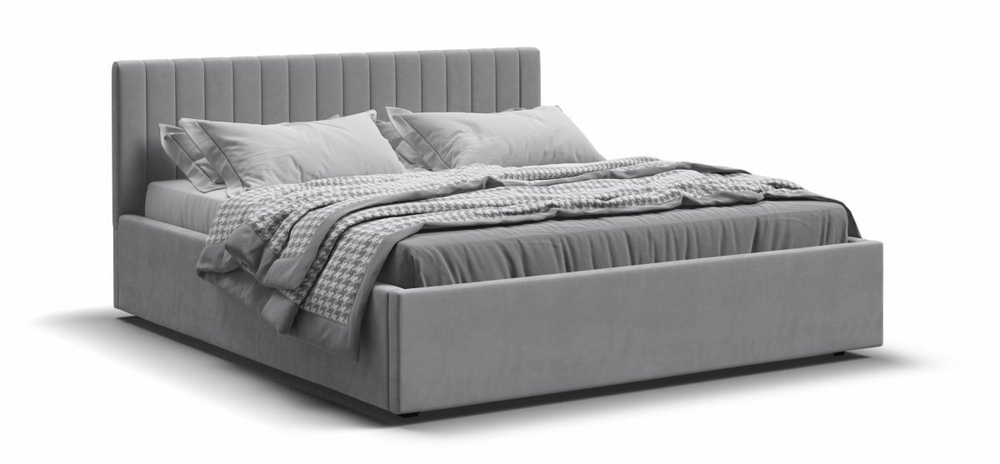 Ронда Кровать+ПМ 160 Велюр Монолит сталь