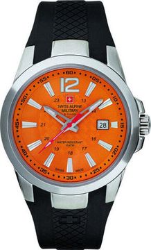 С ремешком Мужские наручные часы с черным силиконовым ремешком Swiss Alpine Military 7058.1839 mens watch 43mm 10ATM