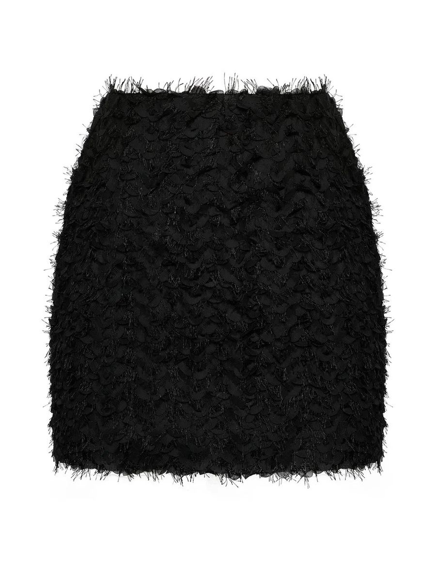 Юбка из шифона с лепестками мини черная