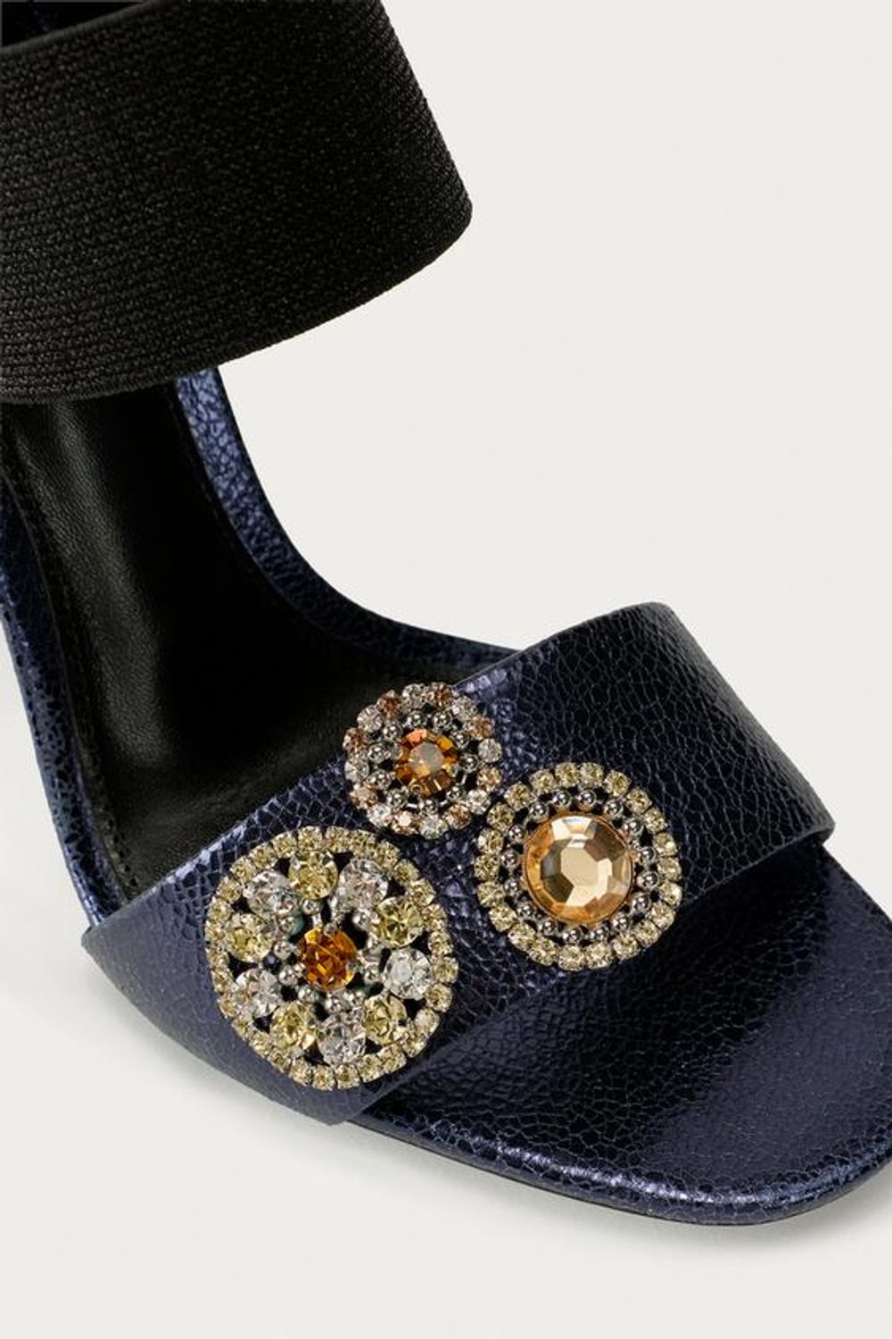ZARA X MARISA BERENSON БОСОНОЖКИ НА КАБЛУКЕ ИЗ МЕТАЛЛИЗИРОВАННОЙ КОЖИ, СИНИЙ