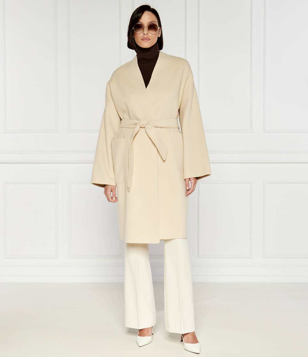 Хлопковое пальто Weekend MaxMara - бежевый(250160116)