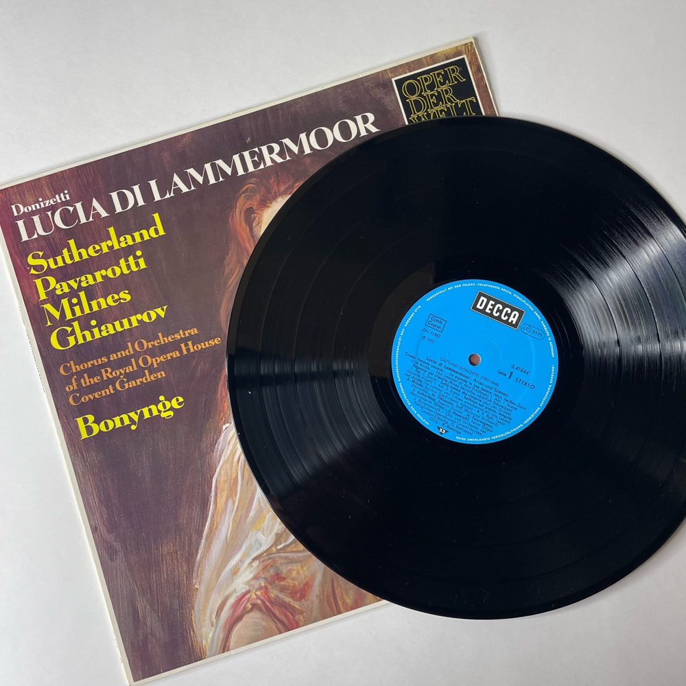 Винтажная виниловая пластинка LP Donizetti, Sutherland, Pavarotti, Orchestra Of The Royal Opera House, Опера Лючия ди Ламмермур Lucia Di Lammermoor (Arien Und Szenen) (Германия 1976)