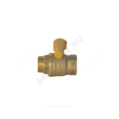 Кран шаровой латунь никель газ 11Б27фтМ Ду 32 Ру40 ВР/НР полнопроходной рычаг VALFEX VF.272.NR3.114