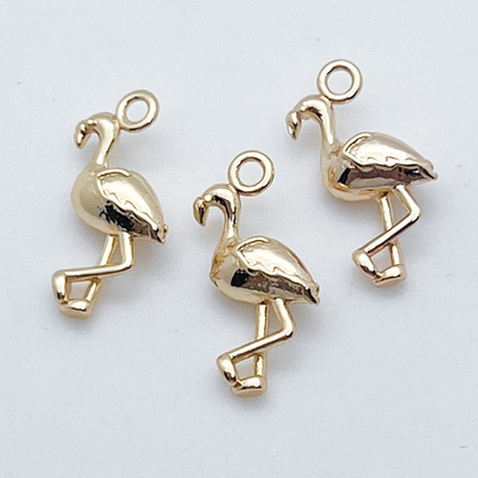 Подвеска Фламинго, цвет золото, размер 15*7 мм, цена за 1 шт