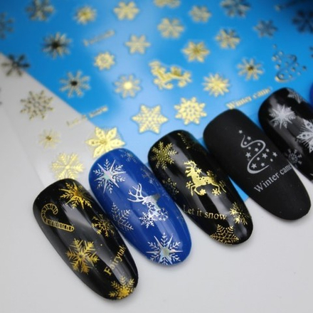 Наклейки новогодние Metallic Collection Winter Fairytale NogteModa золото (gold)