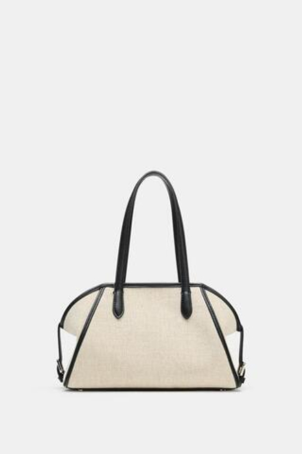 ZARA СУМКА-БОУЛИНГ НА ПЛЕЧО, СВЕТЛО-БЕЖЕВЫЙ