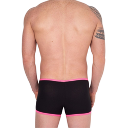 Мужские трусы боксеры черные с белой вставкой и розовой резинкой Cosmos Colors PC30_PWB