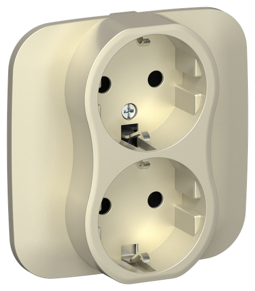 FLITE Розетка 2-местная с заземлением без защитных шторок 16А РС12-0-А-ФлШ шампань IEK