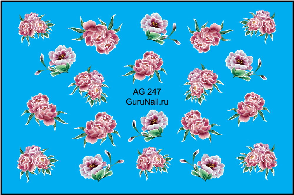 Gurunail Слайдер-дизайн аэрография 247 Пионы