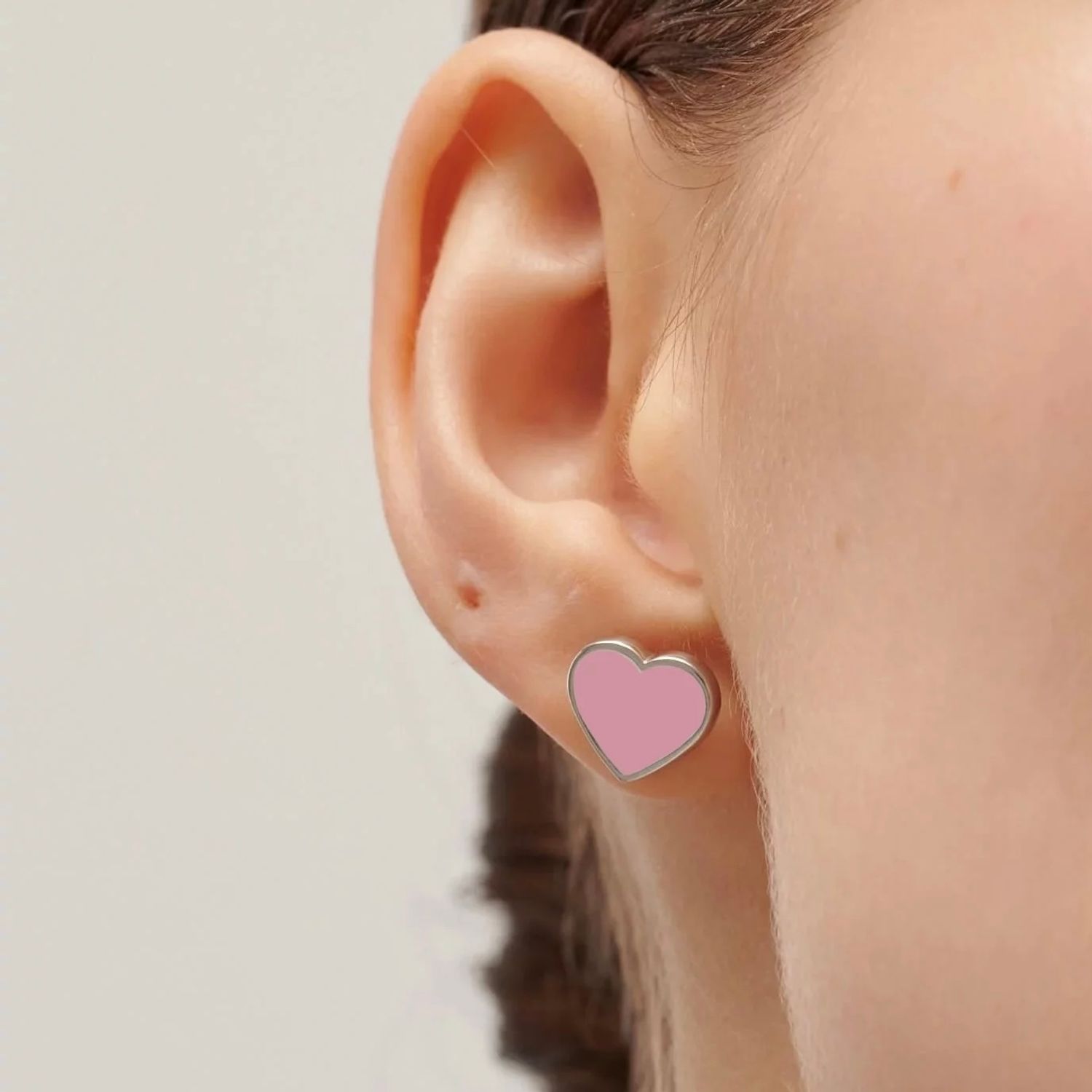 Серьги Silver Pink Heart Earrings