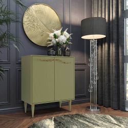 Комод Арт Колор matte Классик Голд с 2 полками Зеленая олива матовый