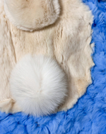 Вязаный детский плед из натурального меха рекс "Зайчик" 120х80 см (голубой)