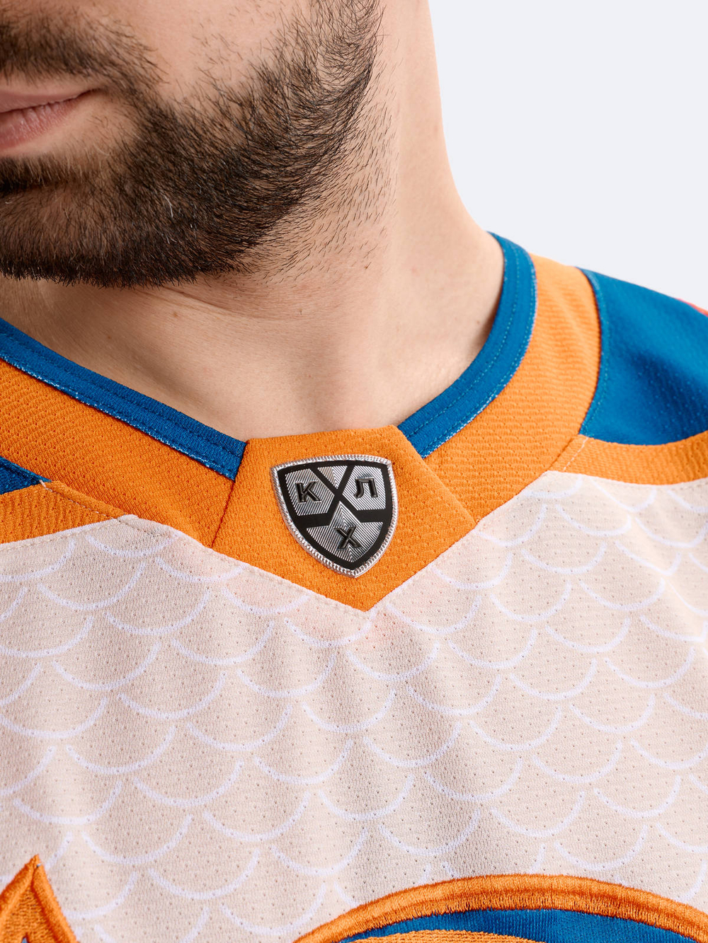 Джерси хоккейное бежевое ХК "Шанхайские Драконы", реплика с вышивками (ТМ ATRIBUTIKA&CLUB)