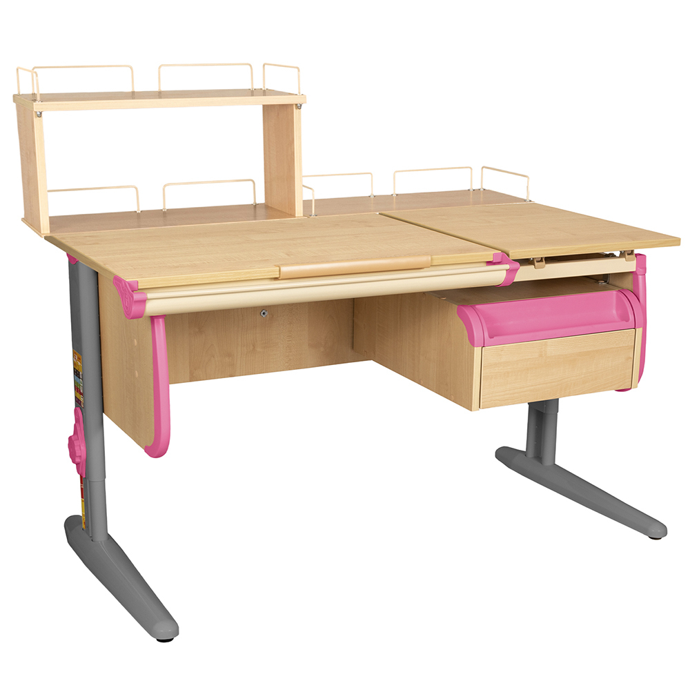 Растущая парта СУТ 25 с задними полками СУТ.15.210 и СУТ.15.240 и навесной тумбой (1200×880 мм)