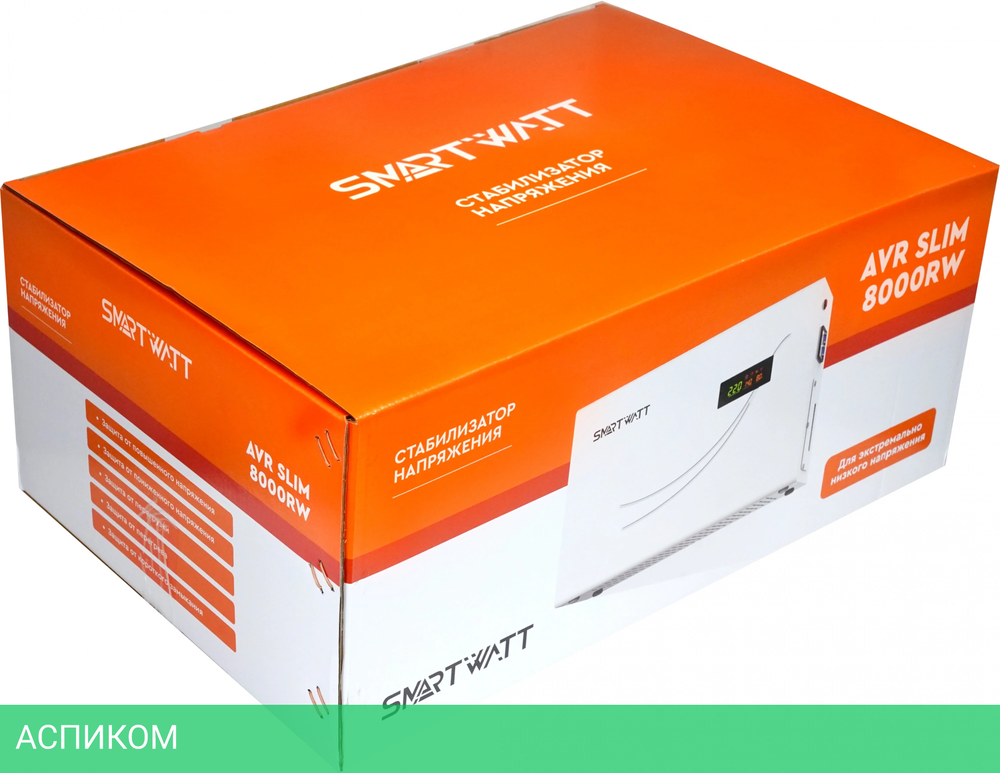 Стабилизатор напряжения Smartwatt AVR Slim 8000RW белый (4512020310009)