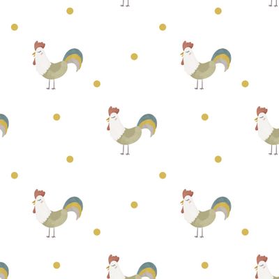 Акварельный петух с точками