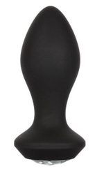 Черная анальная пробка с вибрацией и кристаллом Power Gem Vibrating Crystal Probe - 10,75 см. (Цвет: черный)