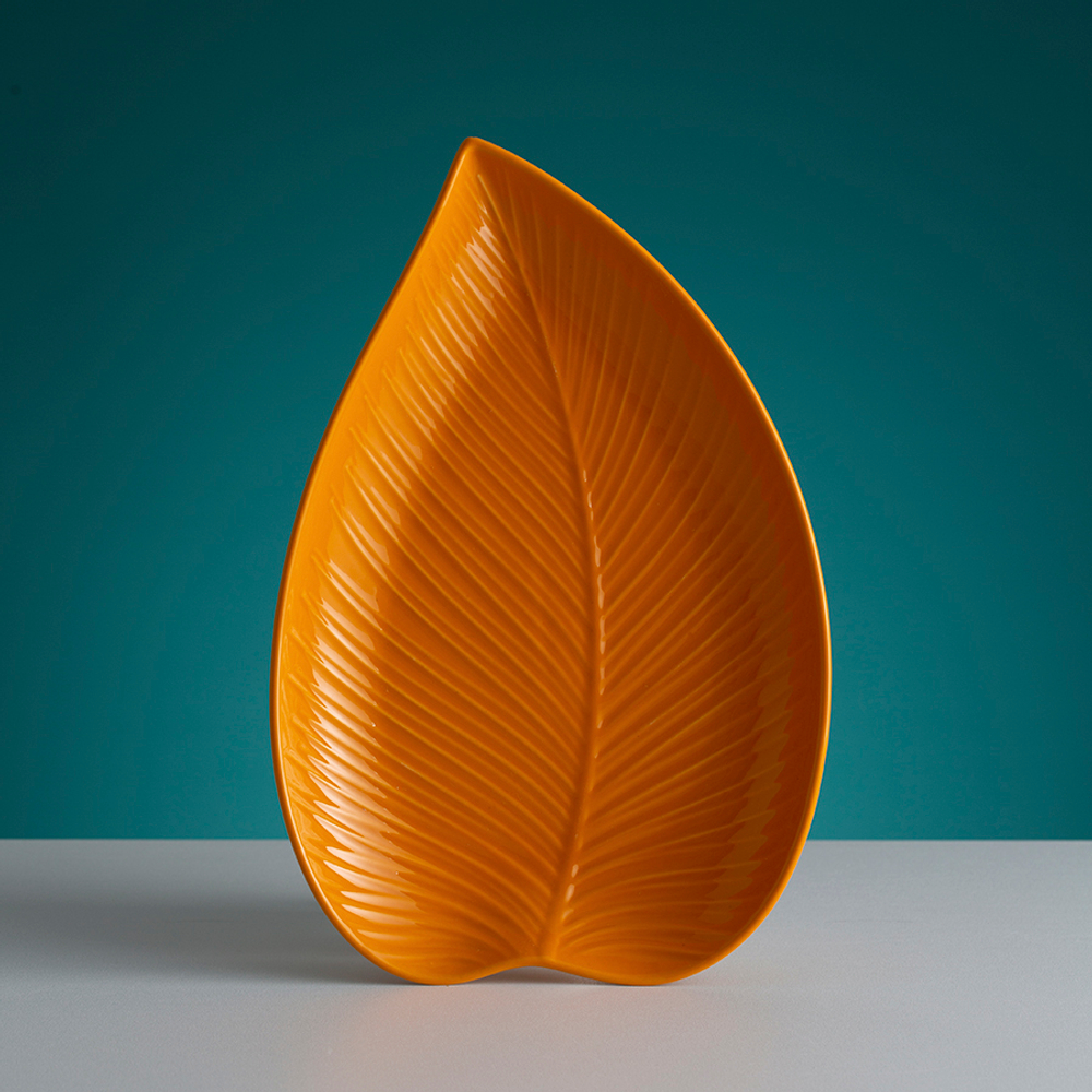 Блюдо сервировочное in the forest leaf, 23х35 см, желтое